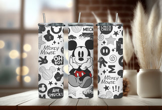 Black & White Mickey Mouse Club Tumbler - Cheesy Classic Disney Lover Tumbler - Disneyland Themed Tumblers to Keep the Enchantment Alive!