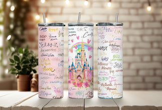 Magic Castle Disney Characters Signature Tumbler - Colorful Animated Castle Tumbler - Enjoy The Magical Disneyland Adventure With Every Sip!