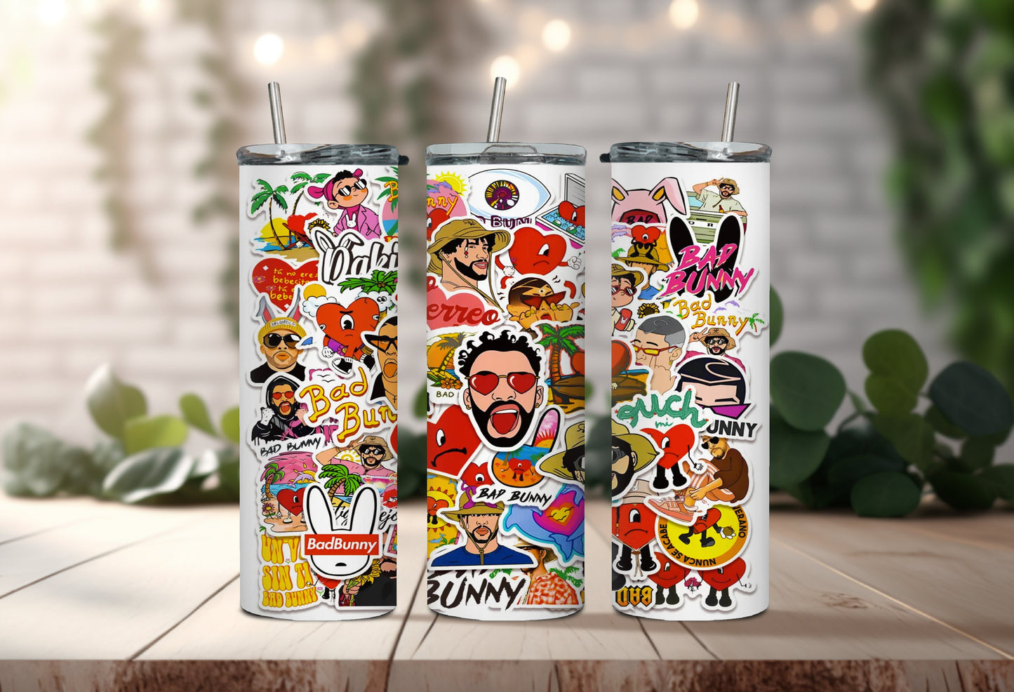 Bad Bunny Collage Tumblers - Reggaeton and Trapero Music Tumbler - Bad Bunny Verano Sin Ti Tumbler - Your Concalma Malo & Nabie Sabe Tumbler