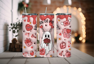 Be My Boo Rose Boutique Tumbler - Valentines Ghost Tumbler - Adorable Ghost and Chocolates Tumbler  - Couples Ghost Tumbler Gift for Her!