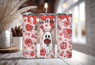 Be My Boo Rose Boutique Tumbler - Valentines Ghost Tumbler - Adorable Ghost and Chocolates Tumbler  - Couples Ghost Tumbler Gift for Her!