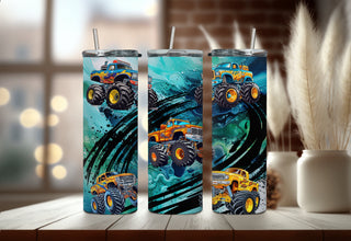 Children Cartoon Truck Character Tumbler - Boy Monster Truck Tumbler - Animated Baby Boy Ocean Waves Car Tumbler!