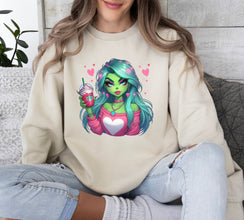 Grinch Girl Valentine Shirt, Couple Grinch Pink Cute Shirt, Valentines Day Grinchy Sweatshirt, Grinch Love Sweater, Funny Valentines Shirt