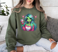 Grinch Girl Valentine Shirt, Couple Grinch Pink Cute Shirt, Valentines Day Grinchy Sweatshirt, Grinch Love Sweater, Funny Valentines Shirt