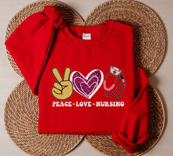 Peace Love Nursing Sweatshirt, Peace Shirt, Love Shirt, Nursing Shirt, Gift For Nurse, Halloween Sweater