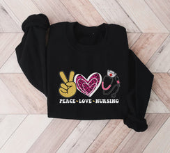 Peace Love Nursing Sweatshirt, Peace Shirt, Love Shirt, Nursing Shirt, Gift For Nurse, Halloween Sweater