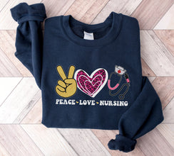 Peace Love Nursing Sweatshirt, Peace Shirt, Love Shirt, Nursing Shirt, Gift For Nurse, Halloween Sweater