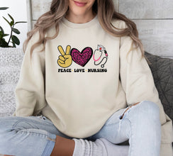 Peace Love Nursing Sweatshirt, Peace Shirt, Love Shirt, Nursing Shirt, Gift For Nurse, Halloween Sweater