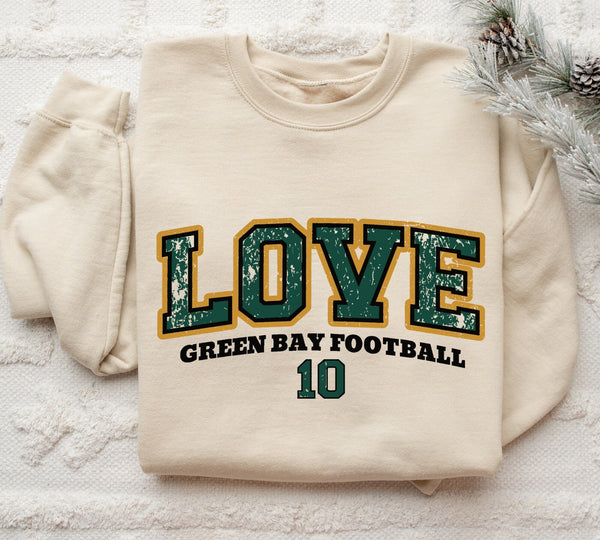 Jordan Love Sweatshirt, Jordon Love Shirt, Green Bay Football Sweatshirt, Vintage Style Green Bay Sweatshirt, Green Bay Football Sweater