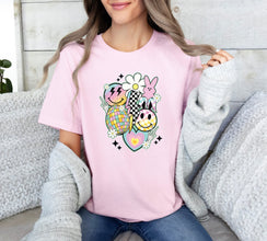 Retro Easter Shirt, Easter Holiday Shirt, Smiley and Peep Shirt, Disco Ball and Flash Shirt, Easter Gift