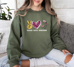 Peace Love Nursing Sweatshirt, Peace Shirt, Love Shirt, Nursing Shirt, Gift For Nurse, Halloween Sweater