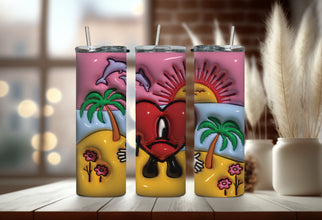 Bad Bunny Tropical Tumbler - Un Verano Sin Ti Tumbler - Summer Vacation Vibes Tumbler Perfect for Your Hot Girl Summer!