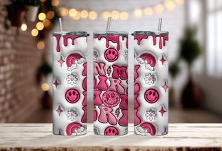 In My Girl Mom Era Tumbler - Tumbler - Pink Smiley Face and Rainbow Tumbler - Daisy Girl Tumbler - Perfect Gift for Girl Mamas!