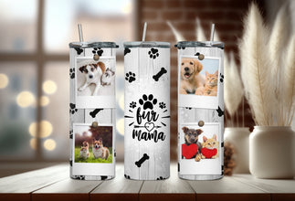 Customized Pet Photo Tumbler - Custom Photo Tumbler - Fur Mama Tumbler - Dog and Cat Paw Print Tumbler - Perfect Gift for Any Pet Lover!