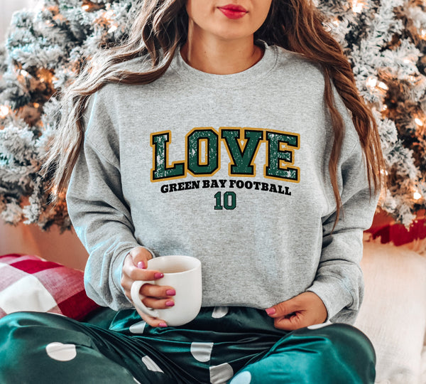 Jordan Love Sweatshirt, Jordon Love Shirt, Green Bay Football Sweatshirt, Vintage Style Green Bay Sweatshirt, Green Bay Football Sweater