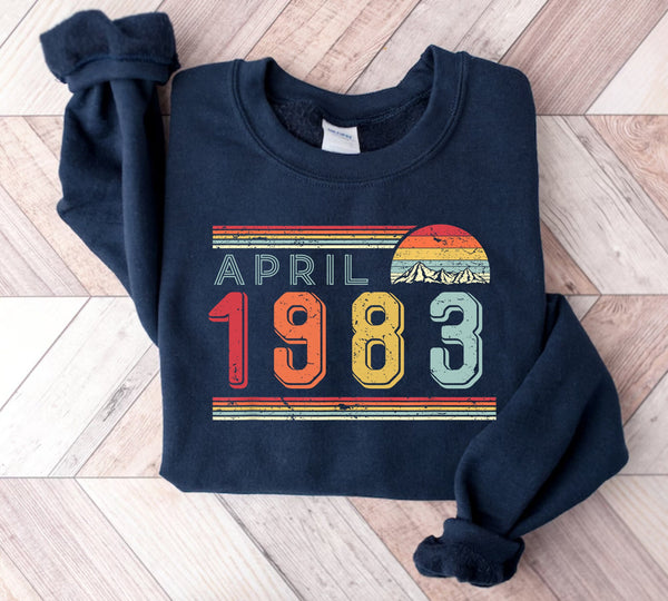 1984 Shirt,Custom Month and Year,1984 Birthday Sweater,1983 Birthday Year Number Sweat for Women Or Man,Birthday Gift,40th Birthday Shirt