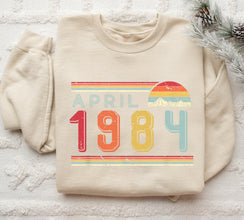 1984 Shirt,Custom Month and Year,1984 Birthday Sweater,1983 Birthday Year Number Sweat for Women Or Man,Birthday Gift,40th Birthday Shirt