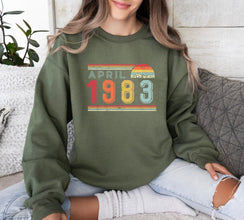 1984 Shirt,Custom Month and Year,1984 Birthday Sweater,1983 Birthday Year Number Sweat for Women Or Man,Birthday Gift,40th Birthday Shirt