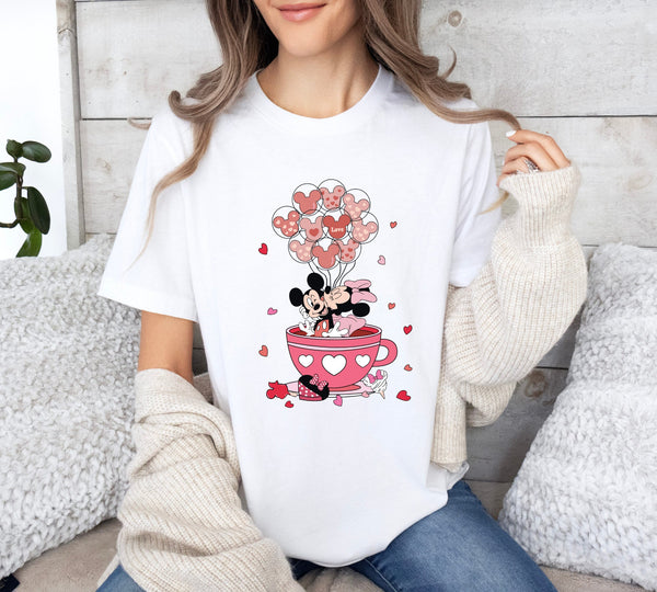 Disney Cup Shirt,Magical Castle Shirt,Disneyland Balloons Shirt,Valentines Day Disney T-Shirt,Disney Family Trip