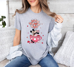 Disney Cup Shirt,Magical Castle Shirt,Disneyland Balloons Shirt,Valentines Day Disney T-Shirt,Disney Family Trip