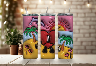 Bad Bunny Tropical Tumbler - Un Verano Sin Ti Tumbler - Summer Vacation Vibes Tumbler Perfect for Your Hot Girl Summer!