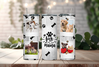 Customized Pet Photo Tumbler - Custom Photo Tumbler - Fur Mama Tumbler - Dog and Cat Paw Print Tumbler - Perfect Gift for Any Pet Lover!