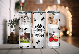 Customized Pet Photo Tumbler - Custom Photo Tumbler - Fur Mama Tumbler - Dog and Cat Paw Print Tumbler - Perfect Gift for Any Pet Lover!