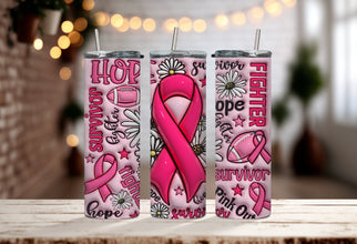 Pink Ribbon CANCER Tumbler - Hope, Fighter and Survivor Tumbler - Pink Out Tumbler for Football Lovers Fighting Cancer!