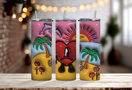 Bad Bunny Tropical Tumbler - Un Verano Sin Ti Tumbler - Summer Vacation Vibes Tumbler Perfect for Your Hot Girl Summer!