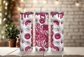 In My Girl Mom Era Tumbler - Tumbler - Pink Smiley Face and Rainbow Tumbler - Daisy Girl Tumbler - Perfect Gift for Girl Mamas!