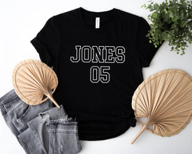 a t - shirt with the word jones on it