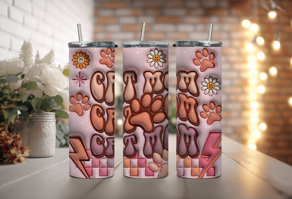 Cat Mom Tumbler - Mothers Day Tumbler - Retro Cat Mama Tumbler - Mama Tumbler - Gifts for Her Tumbler!