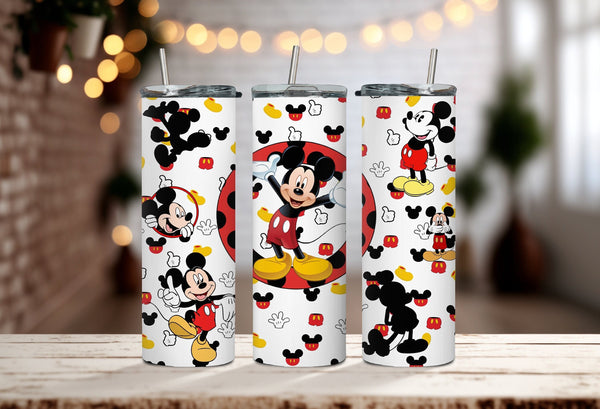 Red and Yellow Iconic Cartoon Disney Mouse Tumbler - Classic Mickey Mouse Tumbler - Enjoy Your Sips with Some Disneyland Magic!