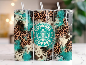 Teal Animal Watercolor Tumbler - Sip in Style with Our Cheetah-Teal Design, Perfect For Animal Print Enthusiasts and Cowgirl Coffee Lover!